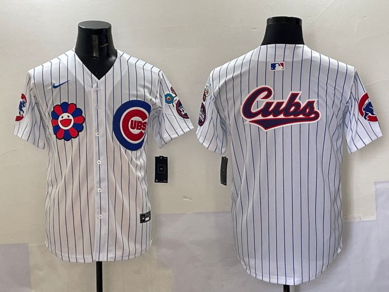 Men Chicago Cubs Blank White Stripe Flower Edition 2025 Nike MLB Jersey style 3->los angeles dodgers->MLB Jersey